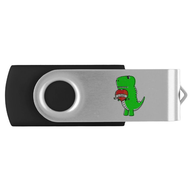 Cute Valentines Day Dinosaur Flash Drive (Front)