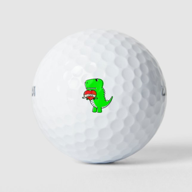 Cute Valentines Day Dinosaur Golf Balls (Front)