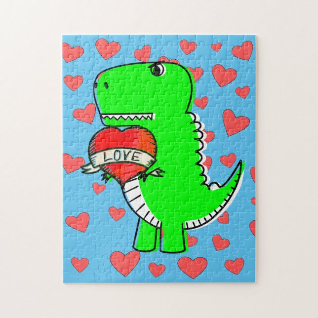 Cute Valentines Day Dinosaur Jigsaw Puzzle (Vertical)