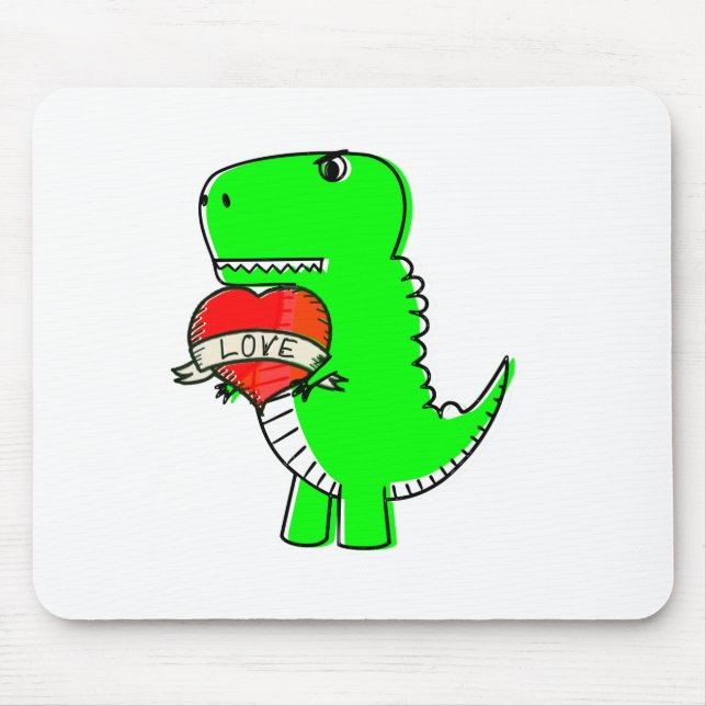 Cute Valentines Day Dinosaur Mouse Pad (Front)