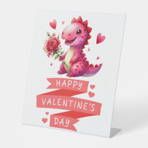 Cute Valentines day dinosaur Pedestal Sign