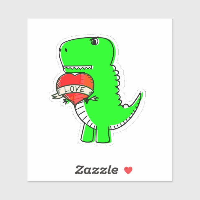 Cute Valentines Day Dinosaur Sticker (Sheet)