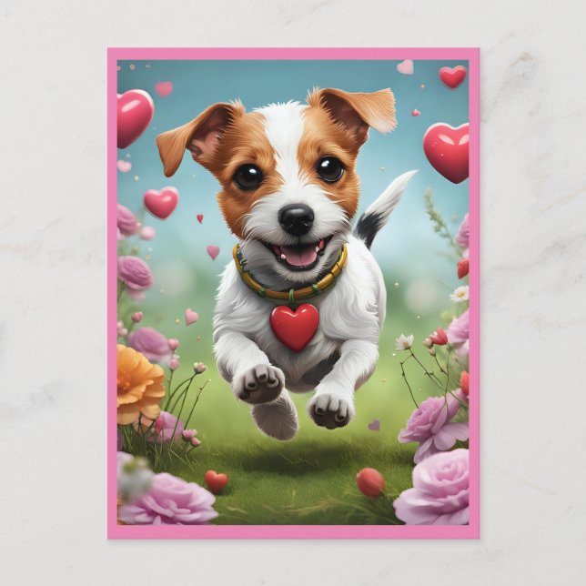 Cute Valentine's Day Dog postcard (Front)