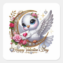 Cute Valentine's Day Dove Flat Holiday Card