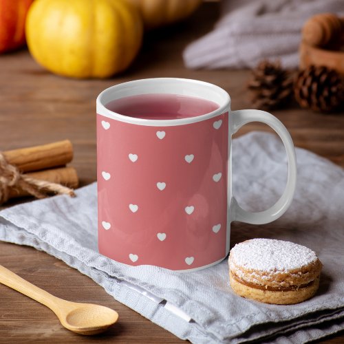 Cute Valentines Day Dusty Pink Hearts Coffee Mug