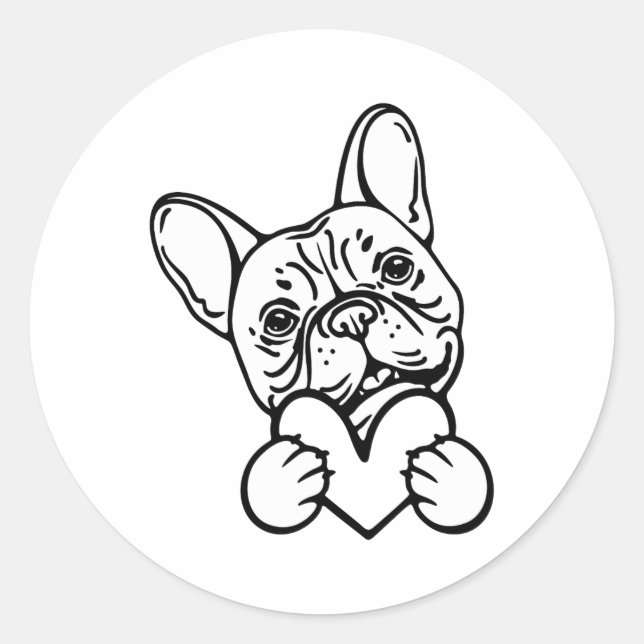 Cute Valentine's Day Frenchie French Bulldog Lover Classic Round Sticker (Front)