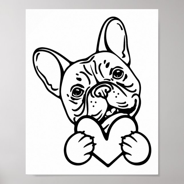 Cute Valentine's Day Frenchie French Bulldog Lover Poster (Front)