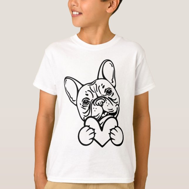 Cute Valentine's Day Frenchie French Bulldog Lover T-Shirt (Front)