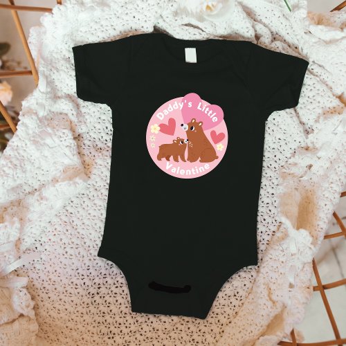 Cute Valentines Day Funny Baby girl Bear and dad Baby Bodysuit