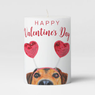Cute Valentine's Day Funny Dog Heart Headband Pillar Candle
