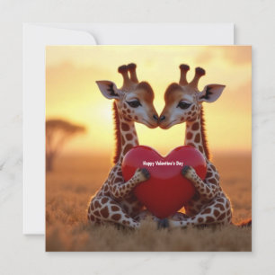 Cute Valentine's Day Giraffes Holiday Card