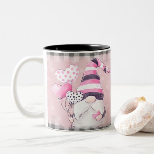 Cute Valentines Day Gnome Two_Tone Coffee Mug