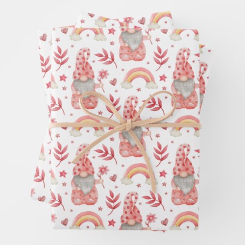 Cute Valentines Day Gnomes Wrapping Paper Sheets