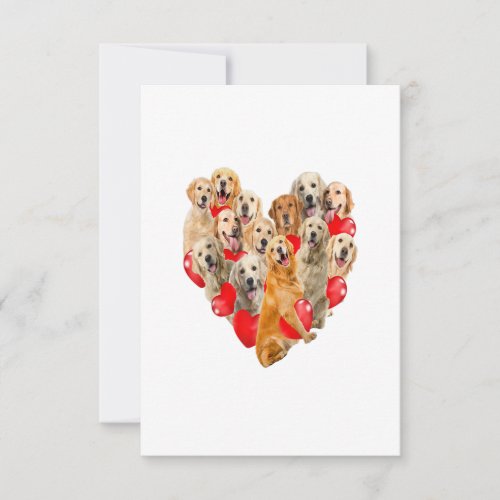 Cute Valentines Day Golden Retriever Dog Heart Pup RSVP Card