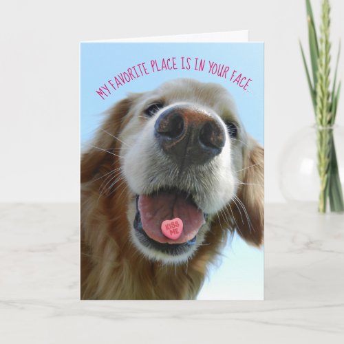 Cute Valentines Day Golden Retriever Kiss Me Card