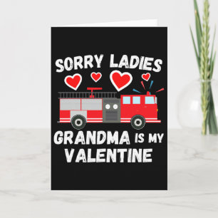 Cute Valentine's Day Grandson Funny Firetruck Kids Card