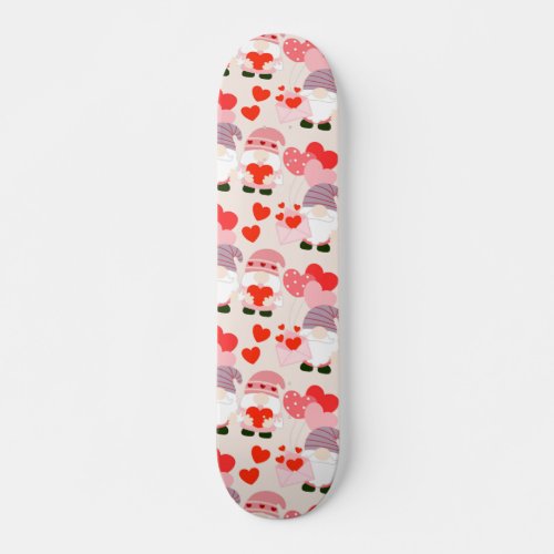 Cute Valentines Day Heart Gnome Lover Skateboard