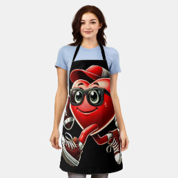 Cute Valentine&#39;s Day Heart Playing Football Apron