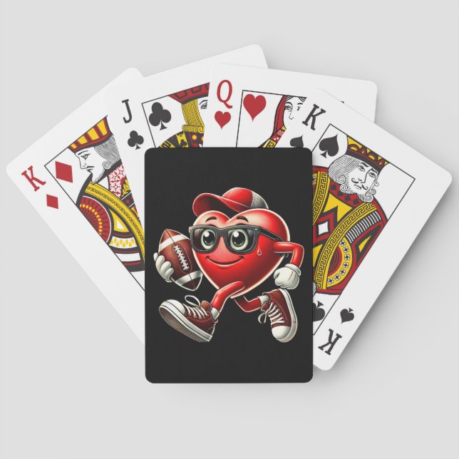 Cute Valentine's Day Heart Playing Football Poker Cards (Back)