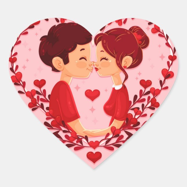 Cute Valentine's Day Heart Sticker (Front)
