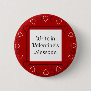 Cute Valentine's Day Hearts Add Message to Red Button