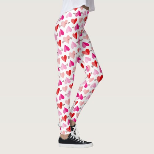 Cute Valentines Day Hearts and Arrows Leggings