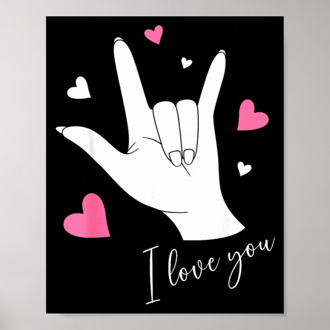 Cute Valentines Day Hearts I Love You Hand Sign La (Front)