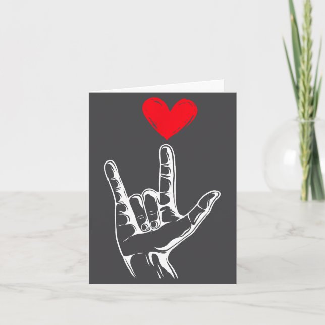 Cute Valentines Day I Love You Hand Sign Language  Card (Front)