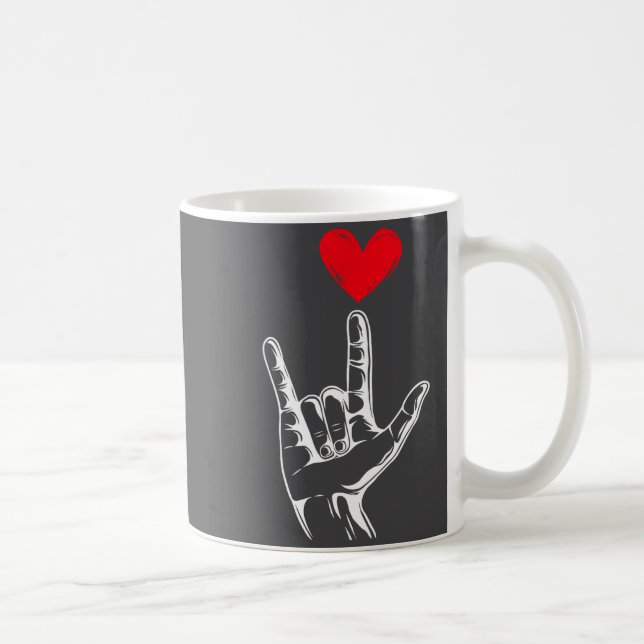 Cute Valentines Day I Love You Hand Sign Language  Coffee Mug (Right)