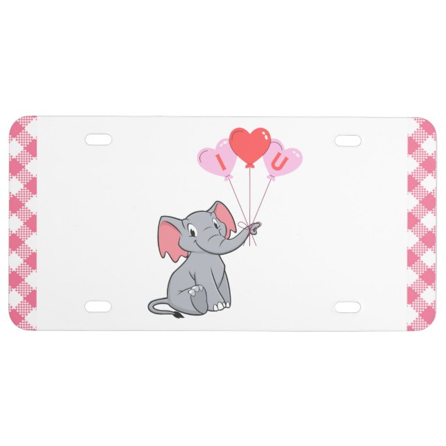 cute Valentine's Day I love you heart License Plate (Front)