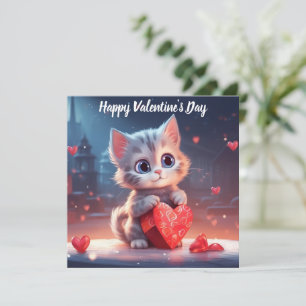 Cute Valentine's Day Kitten Holiday Card