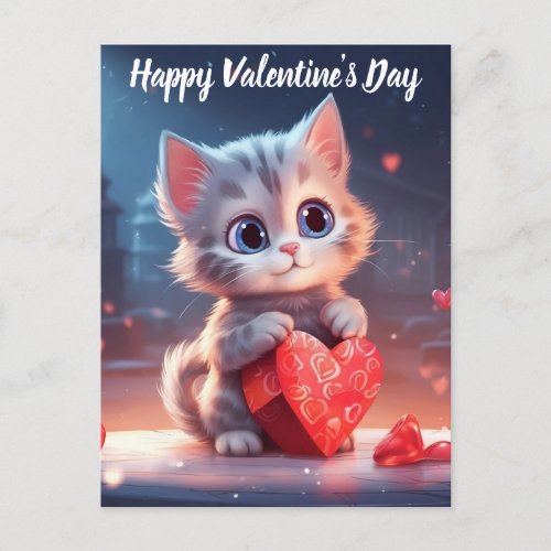 Cute Valentines Day Kitten Holiday Postcard