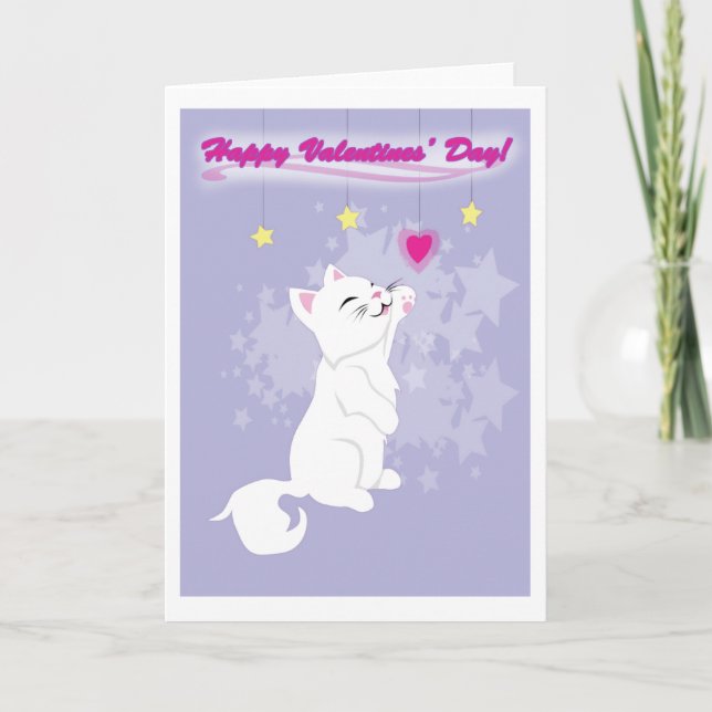 Cute Valentines Day Kitty Holiday Card (Front)