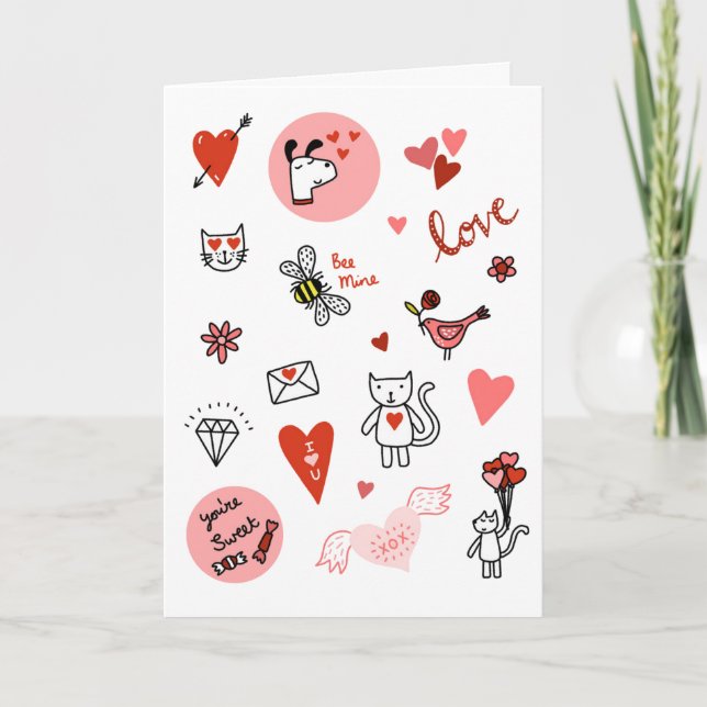 Cute Valentine's Day Love Cartoon Card (Front)
