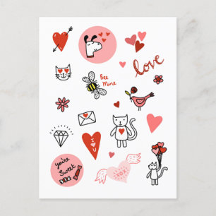 Cute Valentine's Day Love Cartoon Holiday Postcard