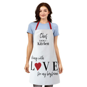 Cute Valentines Day love heart custom girlfriend Apron