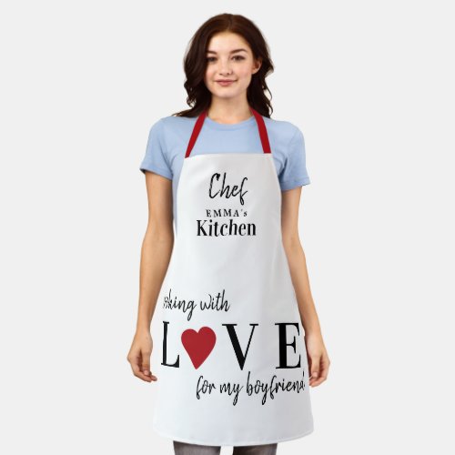 Cute Valentines Day love heart custom girlfriend Apron