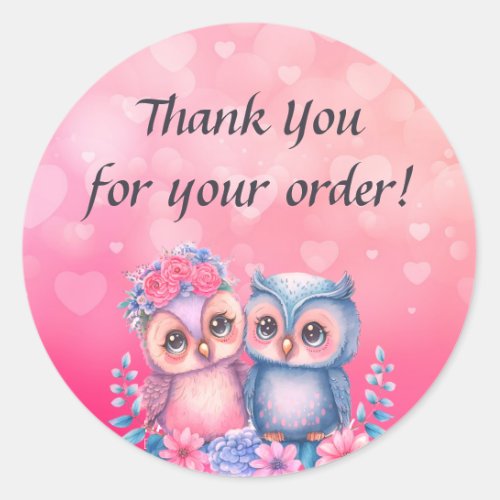 Cute Valentines Day Love Owls Thank You Sticker