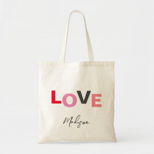 Cute Valentines Day Love Typography Personalized Tote Bag