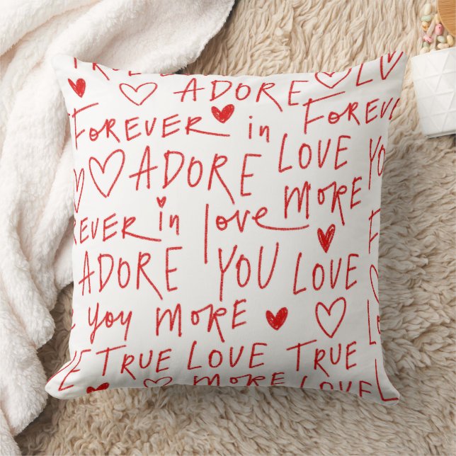 Cute Valentines day love typography Throw Pillow (Blanket)
