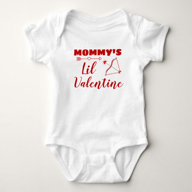 cute valentine's day mommy's little valentine baby bodysuit (Front)