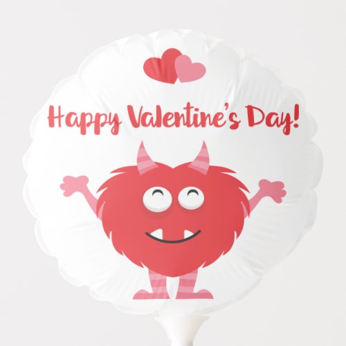 Cute Valentines Day Monster and Hearts Balloon