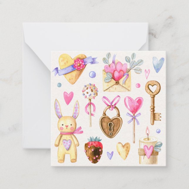 Cute Valentine's Day Note Card (Front)