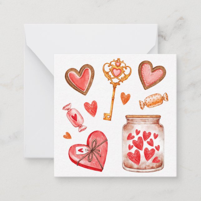 Cute Valentine's Day Note Card (Front)
