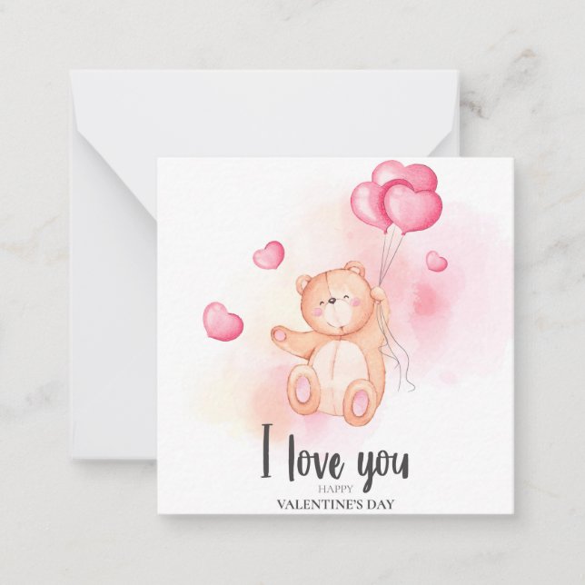 Cute Valentine's Day Note Card (Front)