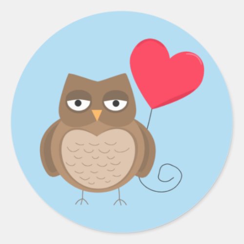 Cute Valentines Day Owl Classic Round Sticker