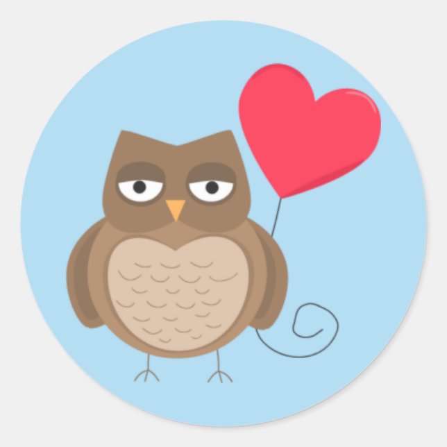 Cute Valentine's Day Owl Classic Round Sticker (Front)