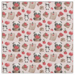Cute Valentine's Day Panda Bear Love Pattern Fabri Fabric