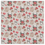 Cute Valentine&#39;s Day Panda Bear Love Pattern Fabric