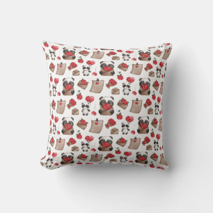 Cute Valentine's Day Panda Bear Love Pattern Throw Pillow